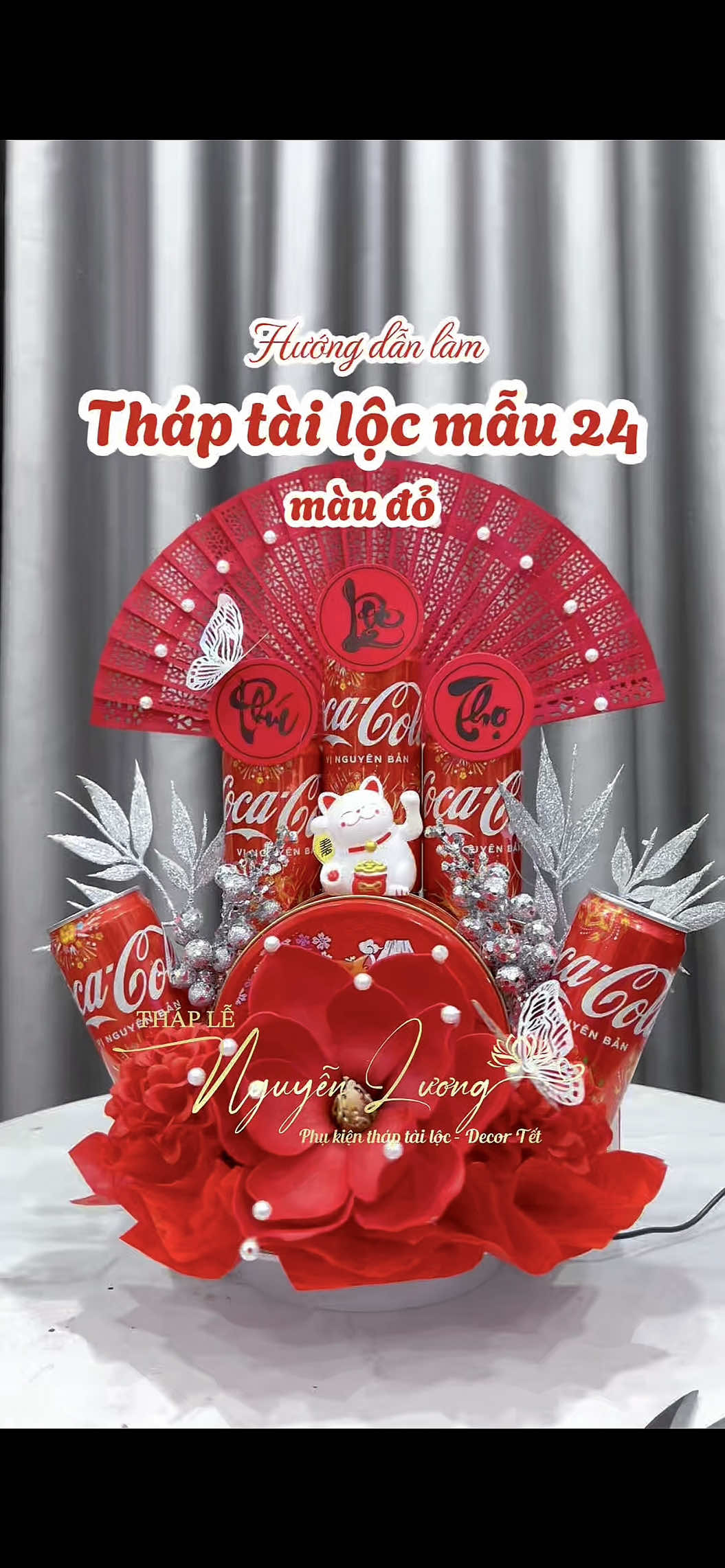 Thấy đỏ là thấy tết 😍 Hướng dẫn làm tháp bánh nước mẫu 24 #thaptailoc #phukientet #trangtritet #setphukientrangtri #thaplenguyenluong 