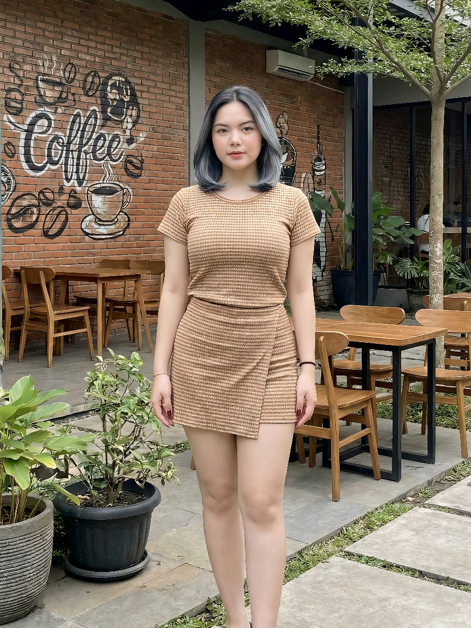 Setelan skort atasan + celana rok rib knit.#oneset #onesetkekinian #onesetviral #onesetmurah 
