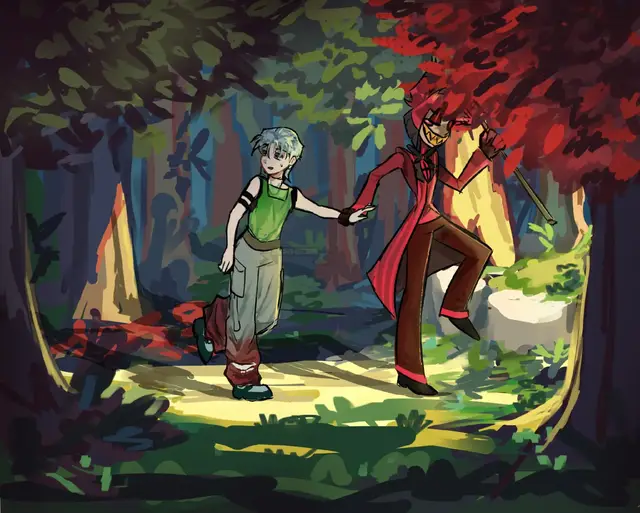 This is an art challenge I did with my friends where we drew random characters together💔💔 I did this like really fast so it's chopped but whatever #hazbinhotel #alienstage #alastor #fyp #artist 