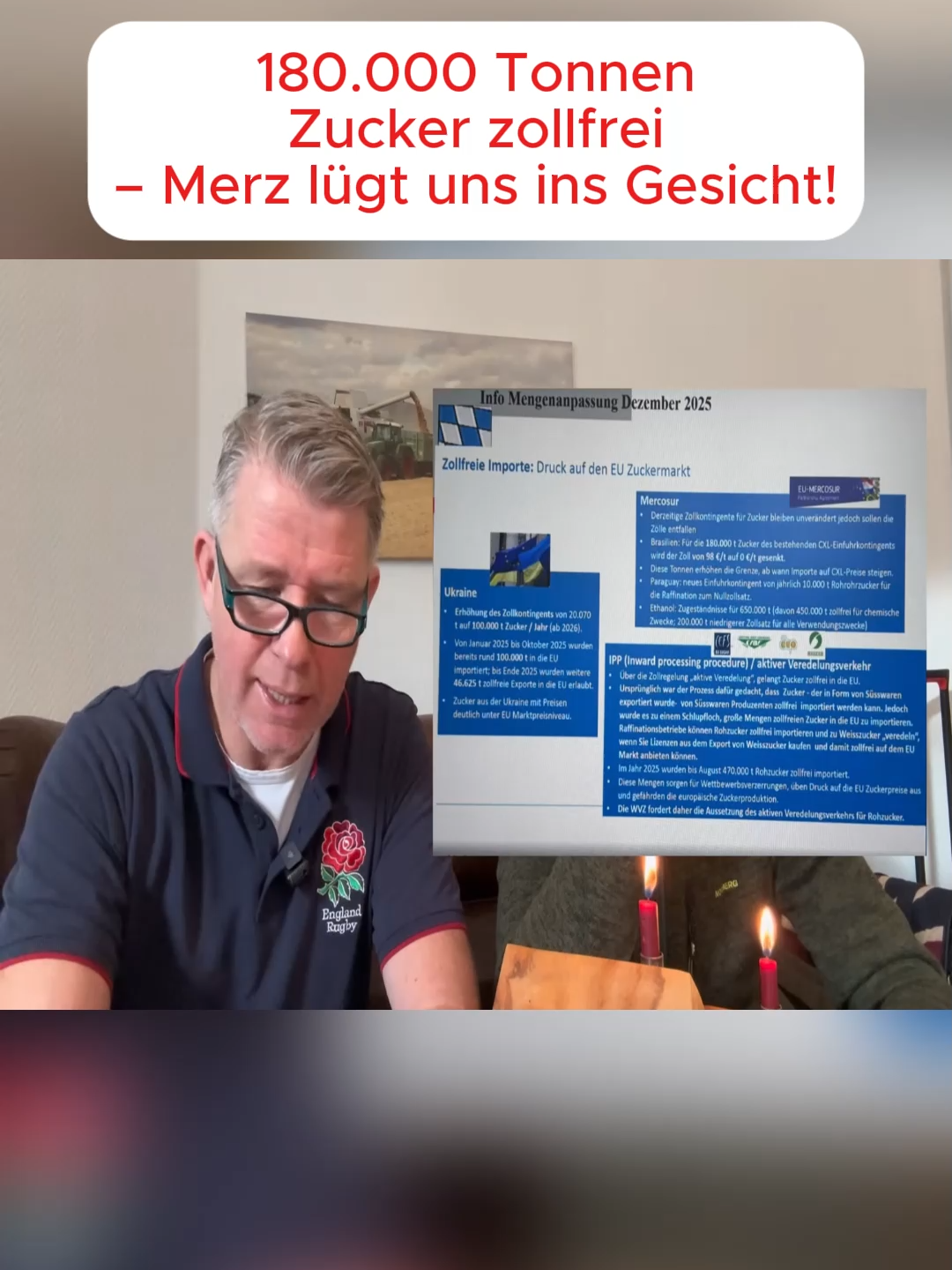 180.000 Tonnen Zucker zollfrei – Merz lügt uns ins Gesicht!#AnthonyLee #MercosurBetrug, #ZuckerImport, #MerzLüge