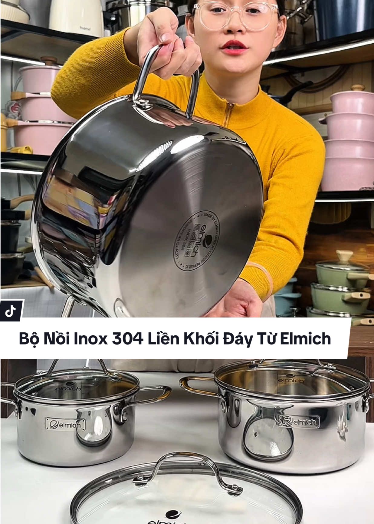 Bộ Nồi Inox 304 Liền Khối 3 Lớp Sáng Bóng Không Ăn Mòn Không Han Gỉ Đáy Từ Chính Hãng Elmich #thuplastic #bonoiinoxcaocap #noiinox304 #noiinoxlienkhoi #elmich 