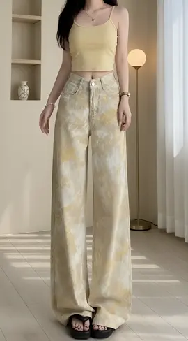 กางเกงยีนส์ขากว้างพิมพ์ลาย#กางเกงยีนส์ #กางเกงยีนส์ผู้หญิง #แฟชั่นผู้หญิง #ฟีดดดシ 