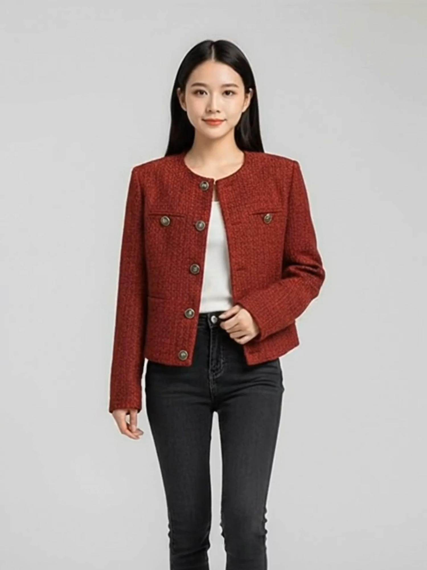 Elegant tweed jacket — chic, structured, and perfect for classy everyday outfits #Jacket #TweedJacket #WomenOuterwear #ChicStyle #ElegantLook #CasualOutfit #OOTDInspo #FashionTrends #MinimalFashion #StyleEssentials