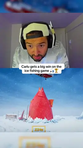 Carlu gets a big win on the ice fishing game 🎣🏆 #kickstreaming #fishinggame #icefishing 