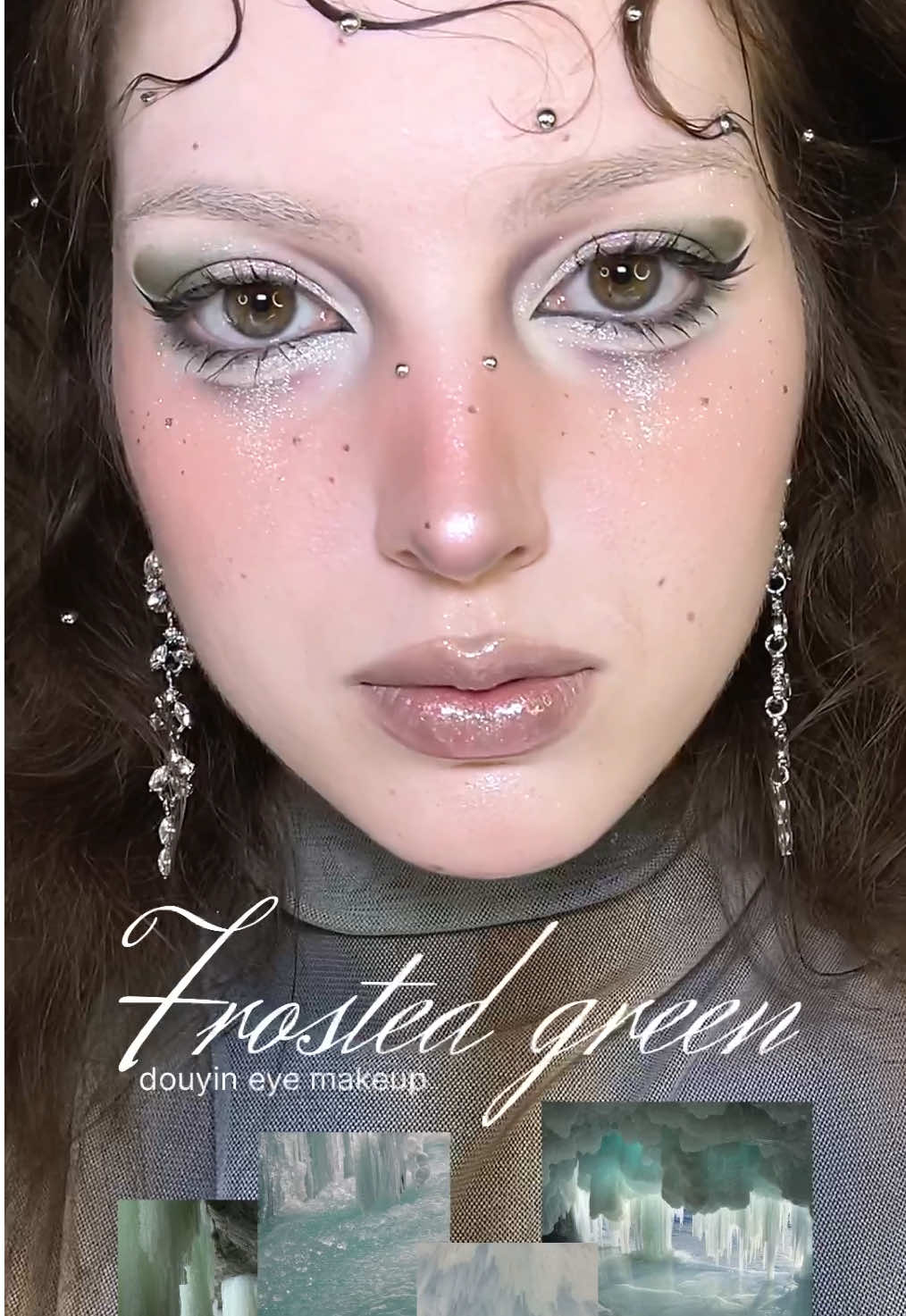 Frosted green douyin eye makeup tutorial ❄️  #douyin抖音 #douyinmakeup #xiaohongshumakeup #altmakeup #cbeauty 