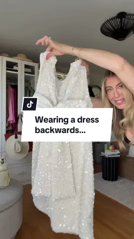 Whenever I find a dress, I always think if it will look better wearing it backwards, and in this case it was! #sequindress #holidaystyle #styleover40 #over40fashion 