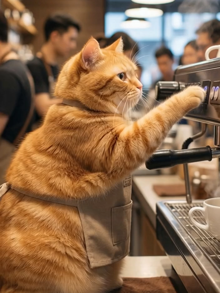 Would You Tip Him? Be Honest. 👇 🟧 #BaristaCat #CoffeeCat #LatteArt #MiloTheCat #Cappuccino #MorningCoffee #CatTok #CafeVibes #CutePets #SoraVideo #CoffeeLover #SpaDay #FacialMassage #RealLifeMoments #PetTok #SoraVideo #CoffeeCat #FunnyCat #CafeChaos #OrangeCat #CatWaiter #CatFail #CatTok #FYP #ViralShorts #WorkingCat #WarehouseLife #CaughtOnCamera #ViralVideo #ForYou #fypシ゚viral🖤tiktok