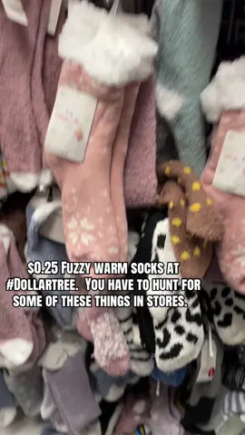 $.25 warm, fuzzy socks at #dollarTree Not all stores, have things in baskets in front of the store. You have to know what to look for and you might be able to find some mittens and gloves if they have the red dot on them. #dollartreefinds  #dollartreeclearance #dollartreehaul 