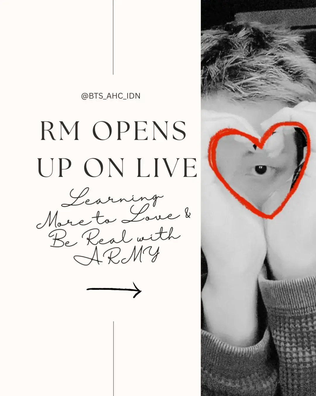 Tanggal 3 Desember lalu, RM menyapa ARMY di live Weverse. Seperti biasa dia memberikan update kehidupannya akhir-akhir ini. Tapi rasanya di live ini dia cukup terbuka menyampaikan perasaannya, kerapuhannya, burn-out dan tekanan menjelang comeback. 