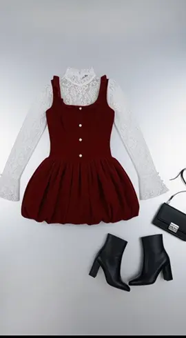 Đầm ren nhung kiểu dáng bí ngắn#xuhuongtiktok #taptanhxaykenhtiktok #tiepthilienket 