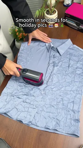 Smooth in seconds for holiday pics 📸#fyp #steamiron #holidaydeals #chirstmas 