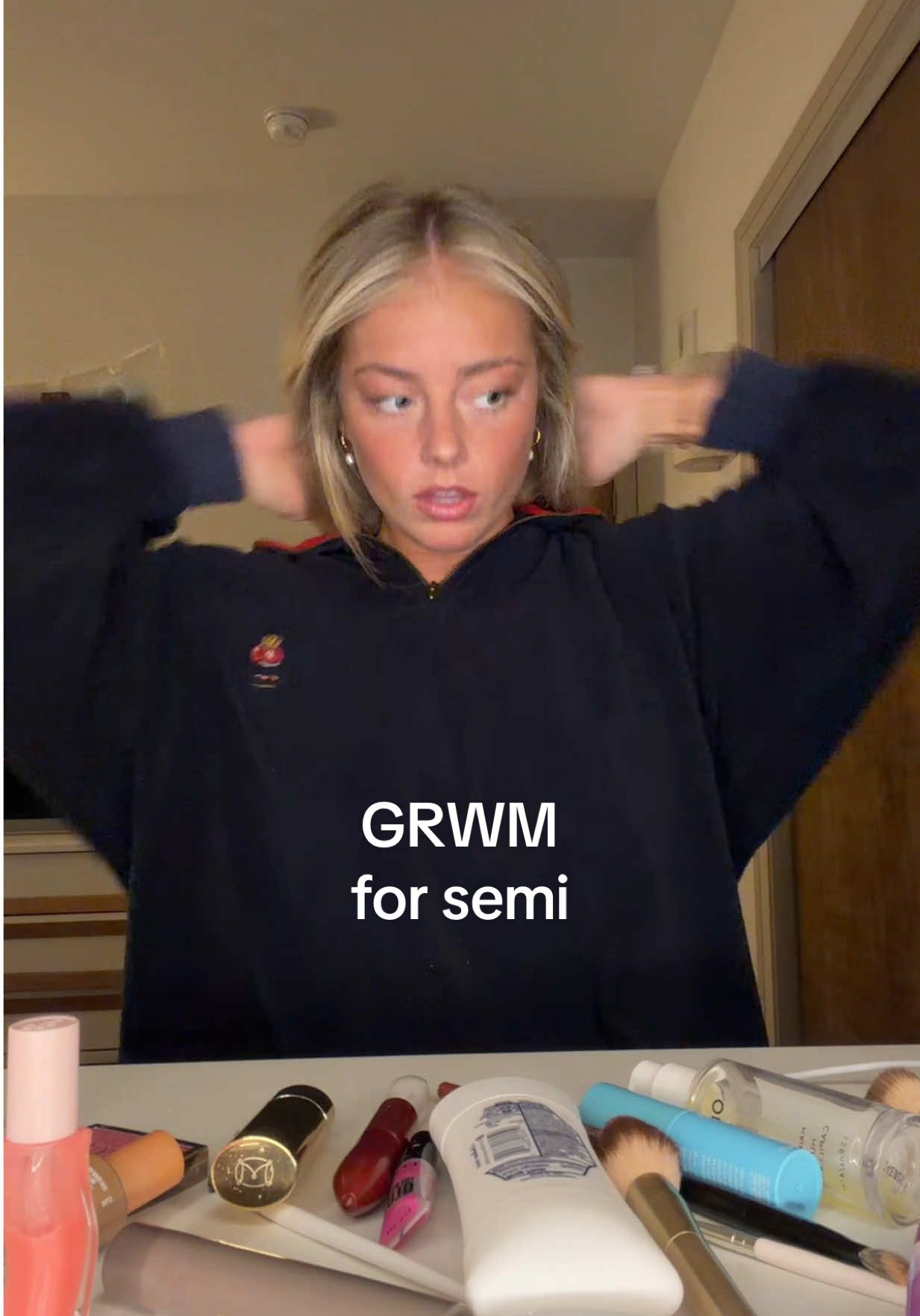 LOL my tears at the start I’m crying! So fun love you #grwm #grwmmakeup #college #semi 