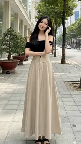 Chân Váy Xòe Dài Chiết Eo Ghép Mảnh Chất Nhập Hàn Quốc Sang Chảnh #chanvay #chanvaydai #thoitrangnu #thoitrang #chanvayxoe 