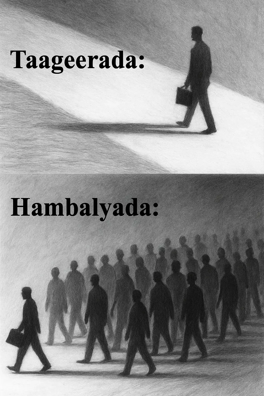 Guusha qofku ma timaaddo si fudud, waana jid uu inta badan kaligiis ku maro. Inta uu ku jiro dadaalka, dadka badan ma arkaan culayska, caqabadaha, ama habeenada dheer ee uu ku bixiyo sidii uu u gaari lahaa halka uu hiigsanayo. Taageerada dhabta ah badanaa waa mid kooban, waana kuwa yar ee kaa garab istaaga xilliyada ugu adag ee aan muuqan, balse si kalsooni leh kuu aamina. Laakiin marka natiijada la gaaro, dad badan ayaa soo muuqda oo hambalyo badan ku soo daadshaya. Waxaa la arki karaa in marka iftiinka guushu baxo ay dadku si fudud u daba socdaan, iyagoo ka qayb qaadanaya farxadda ugu dambeysa. Tani waxay ina baraysaa in qofka ugu muhiimsan ee aad ku tiirsato uu yahay adiga naftaada, halka dadka kale ay inta badan ku muuqdaan oo keliya marka safarku dhammaado.