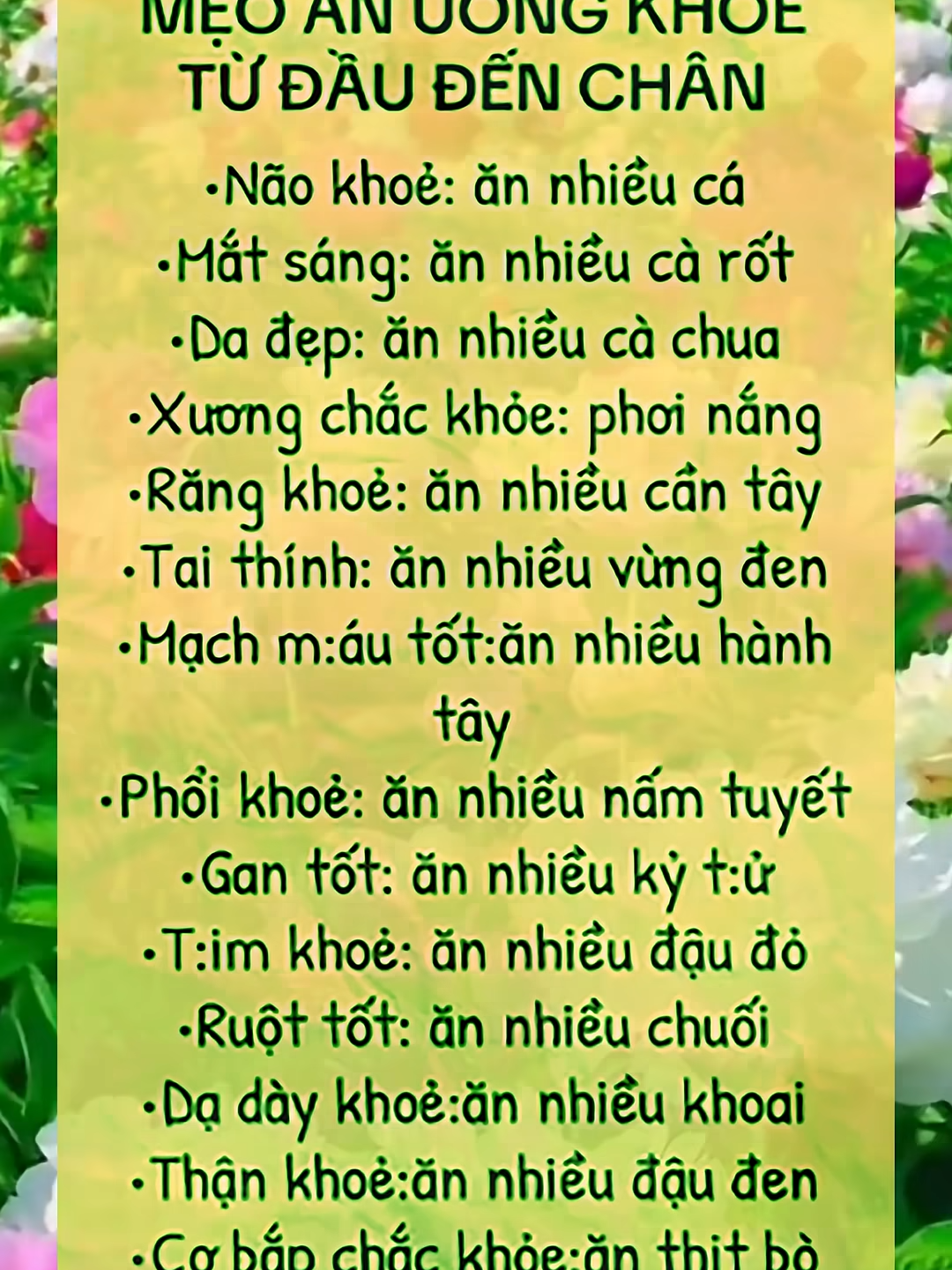 Mẹo Ăn Uống Khỏe Từ Đầu Đến Chân #viral #health #suckhoe