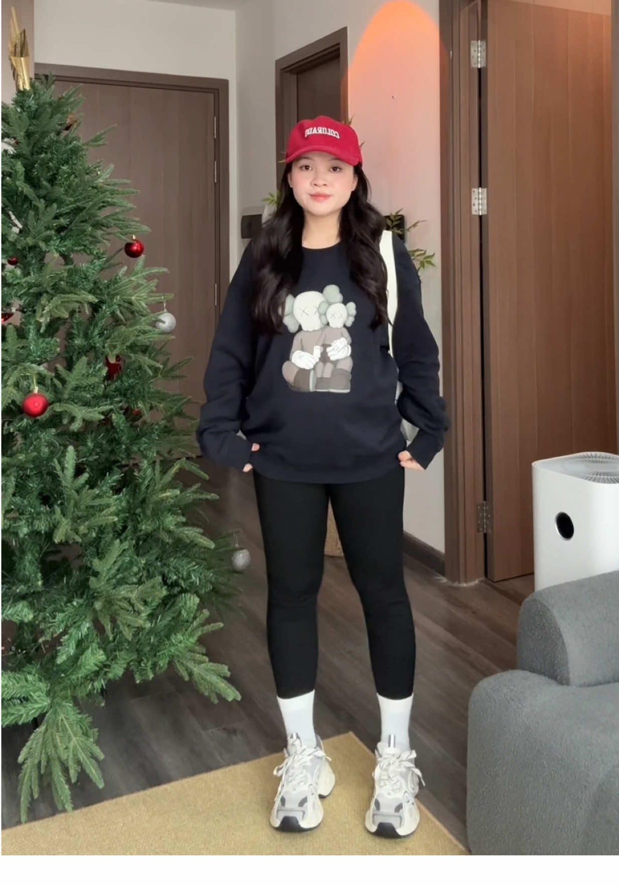 Quần legging lót nỉ lông mặc ấm lắm các mom ơi ✨#huongtranreview 