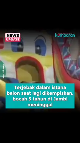 Seorang bocah laki-laki berinisial GL (5) di Kota Sungai Penuh, Jambi, meninggal dunia setelah terhimpit istana balon yang sudah dikempiskan dan dilipat. Korban sempat dibawa ke rumah sakit untuk mendapatkan pertolongan, tetapi nyawanya tidak tertolong. Insiden ini terjadi di wahana istana balon di Lapangan Merdeka, Desa Pondok Tinggi, Kota Sungai Penuh, pada Minggu (30/11/2025) malam. Awalnya, GL terlihat masih bermain di sekitar istana balon. Namun setelah cukup lama tidak keluar dari wahana, sang ibu, Putri Ningsih, mulai mencarinya. 