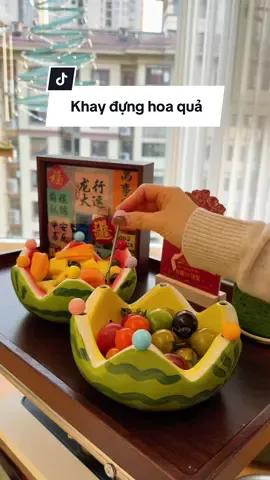 Khay đựng hoa quả kèm nĩa ăn siu xinh  #khaydunghoaqua #diadungtraicay #decorsiuxinh #giadungtienich 