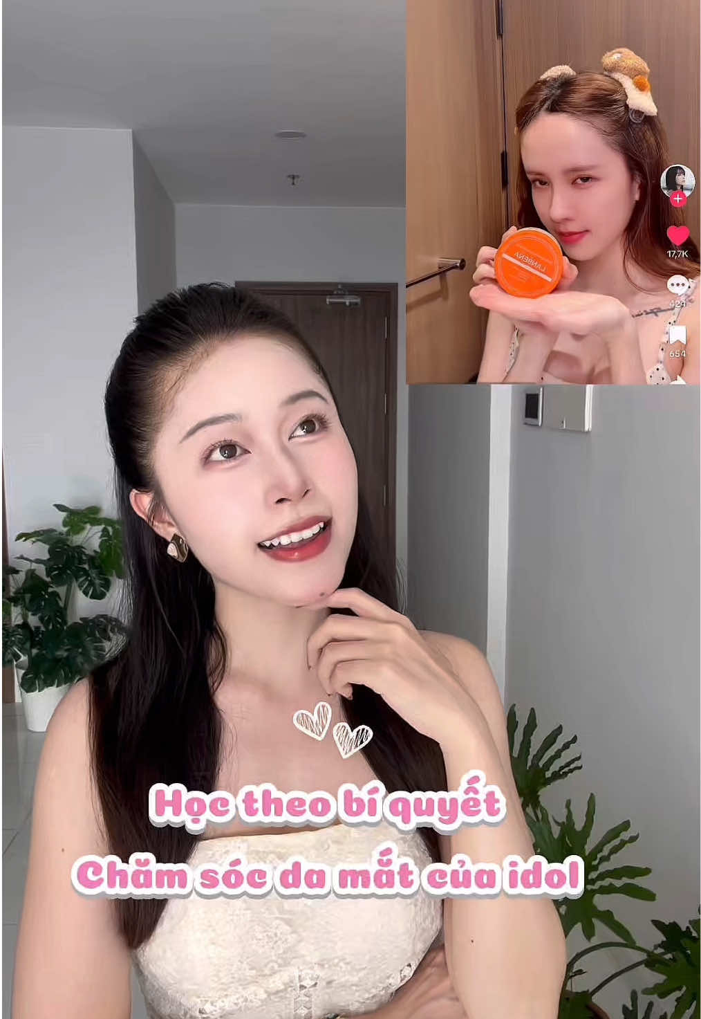 Học theo bí quyết chăm sóc da mắt của idol 😍 #diemtrinh💋 #LANBENA  #chamsocda  #Lanbenamatnamat  #giamtham  