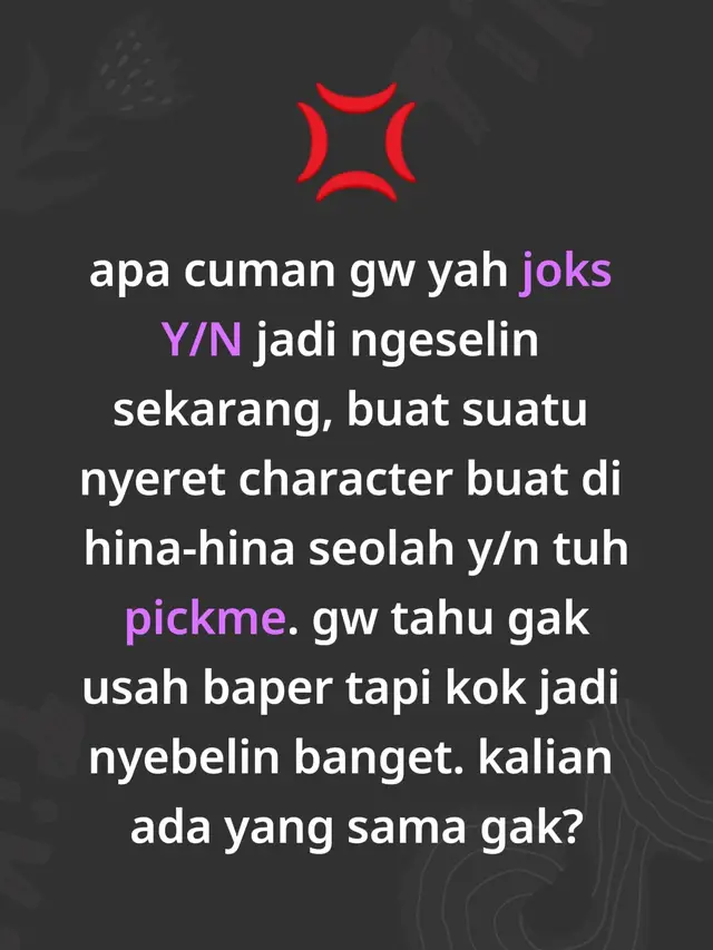 awalnya joks yang bisa bikin ketawa kok joksnya malah kek ngehina hina suatu character yah apa lagi oc gw🖕 #yn #ceo #trend #fypシ゚ #fyppppppppppppppppppppppp 