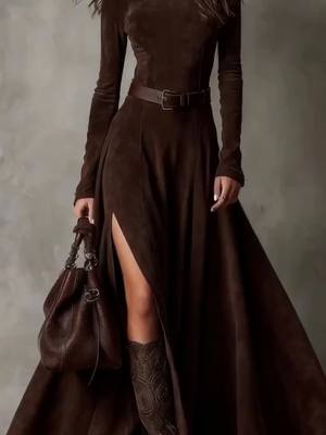 Elegant Turtleneck A-Line Flowy Maxi Dress