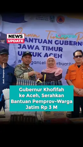 Gubernur Jawa Timur Khofifah Indar Parawansa bertolak ke Aceh, Sabtu (6/12). Di sana, Khofifah menyerahkan bantuan berupa uang sebesar Rp 3 miliar dan bantuan berupa barang senilai Rp 895 juta. Khofifah menegaskan bahwa ini wujud persaudaraan erat antara masyarakat Jatim dengan masyarakat Aceh. “Semuanya adalah tanda bahwa kami bersaudara, kami ingin menjadi bagian yang berusaha ikut menyelesaikan sebagian masalah yang dihadapi saudara kita di Aceh,” ujarnya. #editorial #newsupdate #update #news #svl    