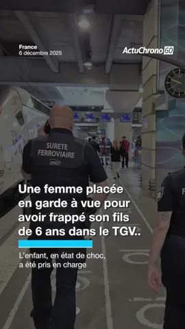 Une femme de 42 ans a été arrêtée samedi 6 décembre 2025 en gare de Marne-la-Vallée-Chessy, soupçonnée d’avoir agressé son fils de 6 ans dans un TGV entre Lille et Nîmes. Elle a été placée en garde à vue. Source : Le Parisien  #actu #faitsdivers #drame 