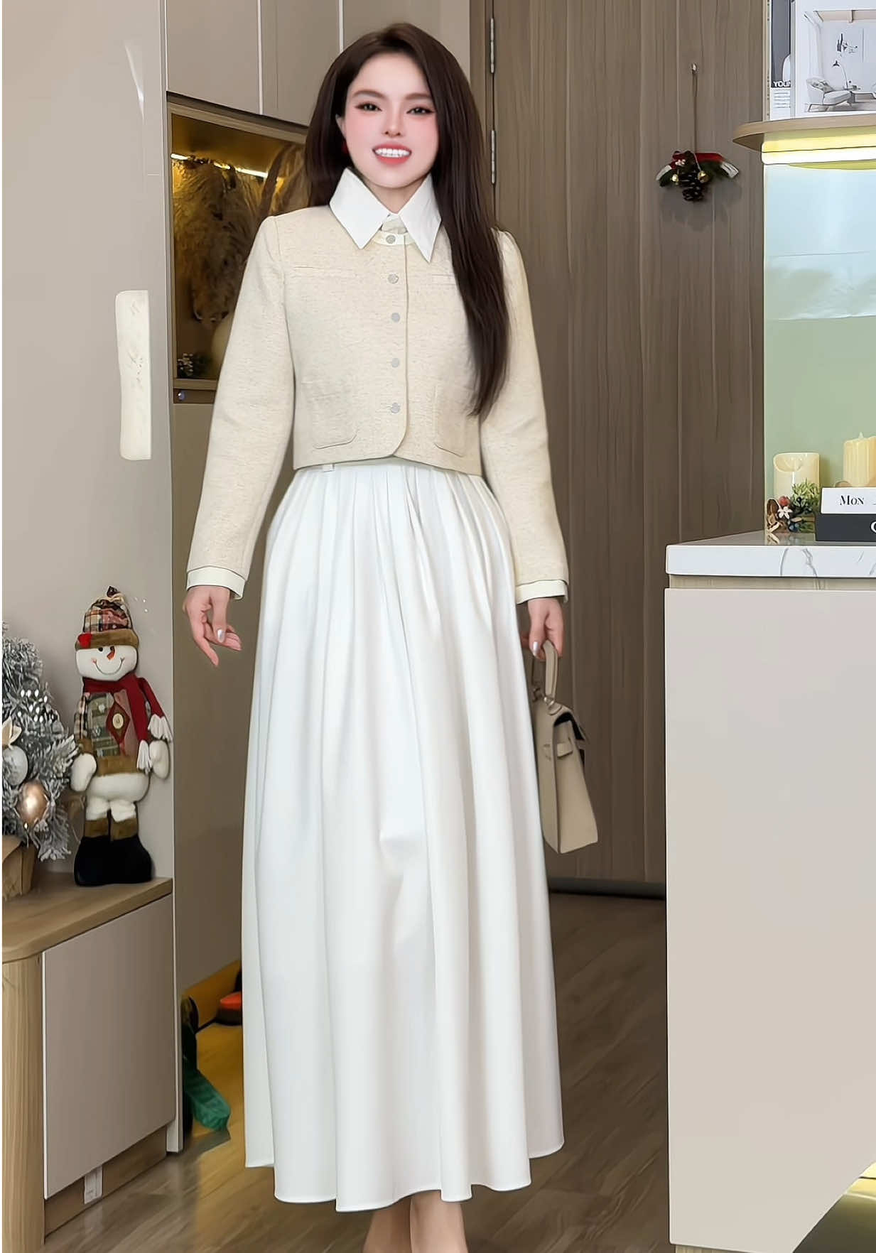 Set áo dạ cao cấp mix chân váy dập ly cạp cao nhà Calie  trẻ trung  tôn dáng, chất mềm đẹp mê nay hời lắm ý    ##gucuahue##setbo##setboxinh##setbonu ##Calie