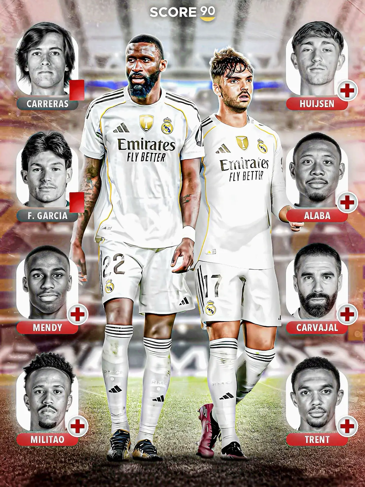 Out of 10 first-team defenders, only Rüdiger and Asencio are standing — literally the last two soldiers left on the field. Red cards. Injuries. Suspensions. Absolute chaos. This isn’t a depth problem anymore… it’s survival mode. The next La Liga match will be played with a patched-up backline, emergency solutions, and pure hope. Madridistas are praying — because this situation is unreal. 😭🤍 Two defenders left. Ten-man department wiped out. Crisis of the season. #rudiger #raulasencio #alexanderarnold #deanhuijsen #realmadrid 