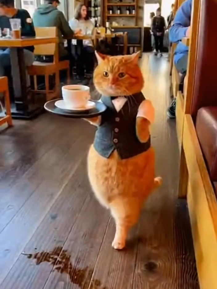 Manager Gonna Be MAD… But Look At Him 😭🐾 #BaristaCat #CoffeeCat #LatteArt #MiloTheCat #Cappuccino #MorningCoffee #CatTok #CafeVibes #CutePets #SoraVideo #CoffeeLover #SpaDay #FacialMassage #RealLifeMoments #PetTok #FunnyCat #CafeChaos #OrangeCat #CatWaiter #CatFail #fyp #fyppppppppppppppppppppppp #canada #canada_life🇨🇦 #france #europe #eu