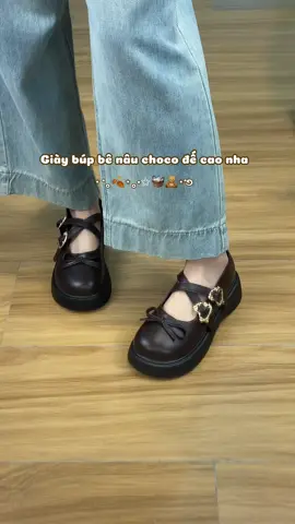 Giày búp bê nâu đế cao 5p đi chơi xinh nè #giaynu #giayxinh #giaybupbe #gaubata 