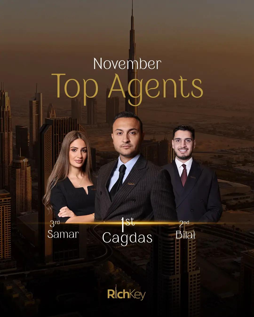 November was all about consistency and performance✨  🥇Chacha — unstoppable mindset, unmatched client trust, and a results-driven approach that keeps raising the bar. 🥈Belal — working in silence, letting the numbers speak louder than words, month after month. 🥉 Samar — a leader who leads by example, combining experience, discipline, and a winner's mentality. Congratulations to all three! #Richkey #RichkeyProperties #DubaiRealEstate #TopAgents #NovemberTop3     