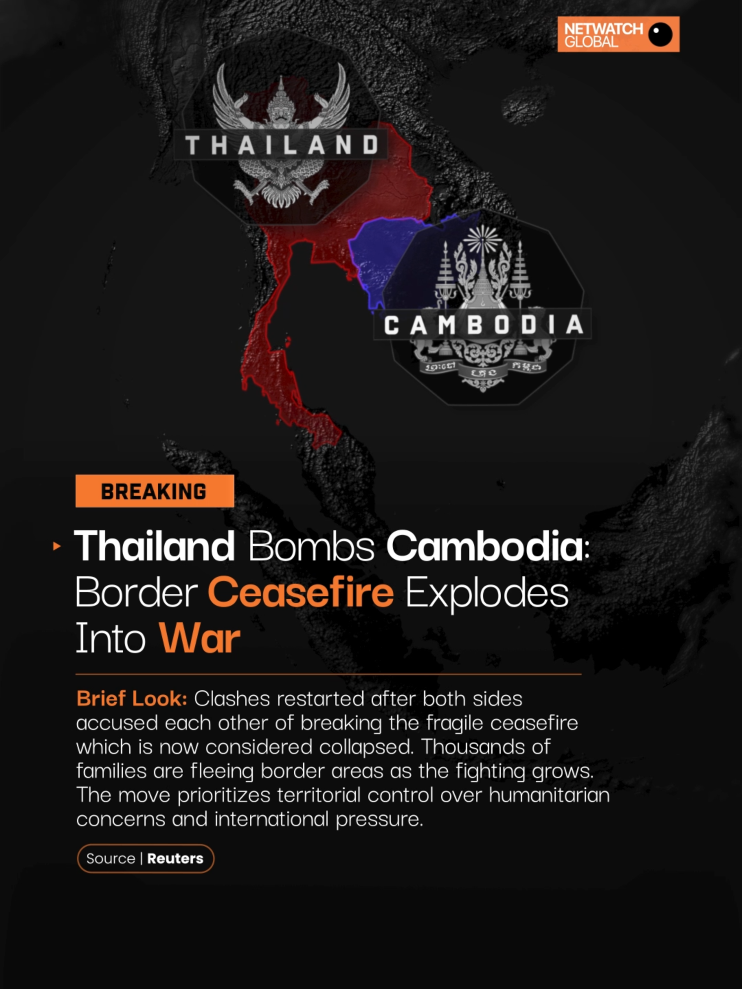 BREAKING: Thailand bombs Cambodia—ceasefire explodes into full war! Fighter jets unleash airstrikes on border positions after deadly clashes kill 5+, displacing thousands near Preah Vihear. Trump-brokered truce in tatters amid mutual accusations—Hun Sen slams Thai 'invaders,' Malaysia warns of unraveling peace. ASEAN crisis or territorial flashpoint reignited? Add your thoughts below! #worldnews #maps #geopolitics #viralvideo #newsupdate #israel #middleeast #globalnews #informationworld #trendingnow #breakingnews #geopolitics101 #shortsvideo #historyfacts #didyouknow #viralnews #mapanimation #factsdaily #geopolitical