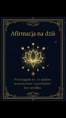 Ta afirmacja działa na trzech poziomach: 1. Wybór - zamiast gonić za czymś, deklarujesz, że *przyciągasz*. To zmienia twoje działania z desperacji na oczekiwanie z pewnością, że to już jest Twoje. 2. Wzmacnia twoje granice i standardy - przypomina Ci, że masz prawo wymagać jakości: w relacjach, pracy, decyzjach i rzeczach, które wpuszczasz do swojego życia. 3. Usuwa przekonanie, że wszystko musi przyjść z wysiłkiem - chodzi o lekkość działania. Pozwól, żeby przychodziło lekko. Czasem najlepsze rzeczy płyną wtedy, gdy przestajesz się siłować ze światem. Napisz w komentarzu: 