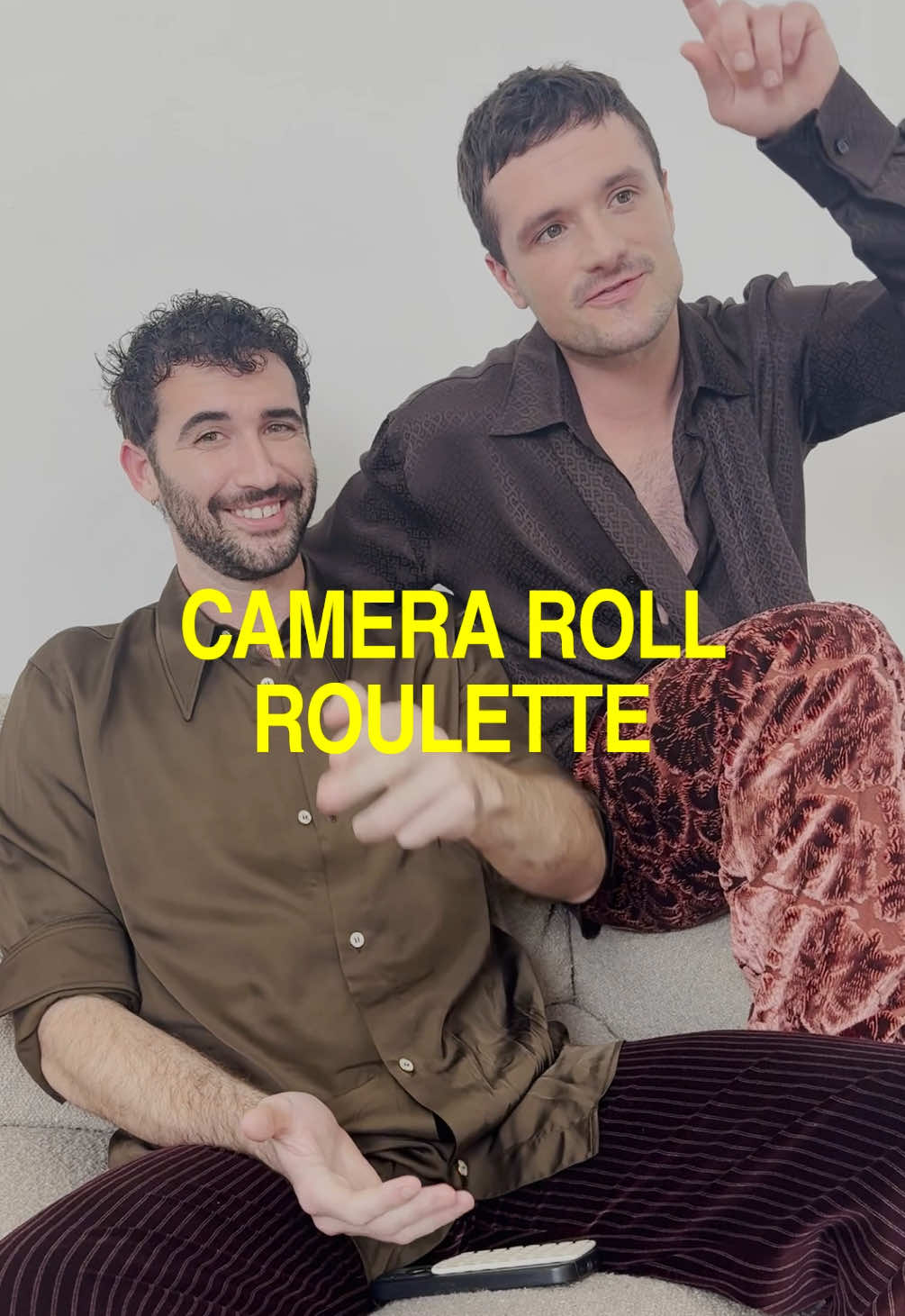 #joshhutcheron and @Jordan firstman search their photos in a round of Camera Roll Roulette. See more from the #ILoveLA co-stars at the link in bio #jordanfirstman #joshhutchersonedit 