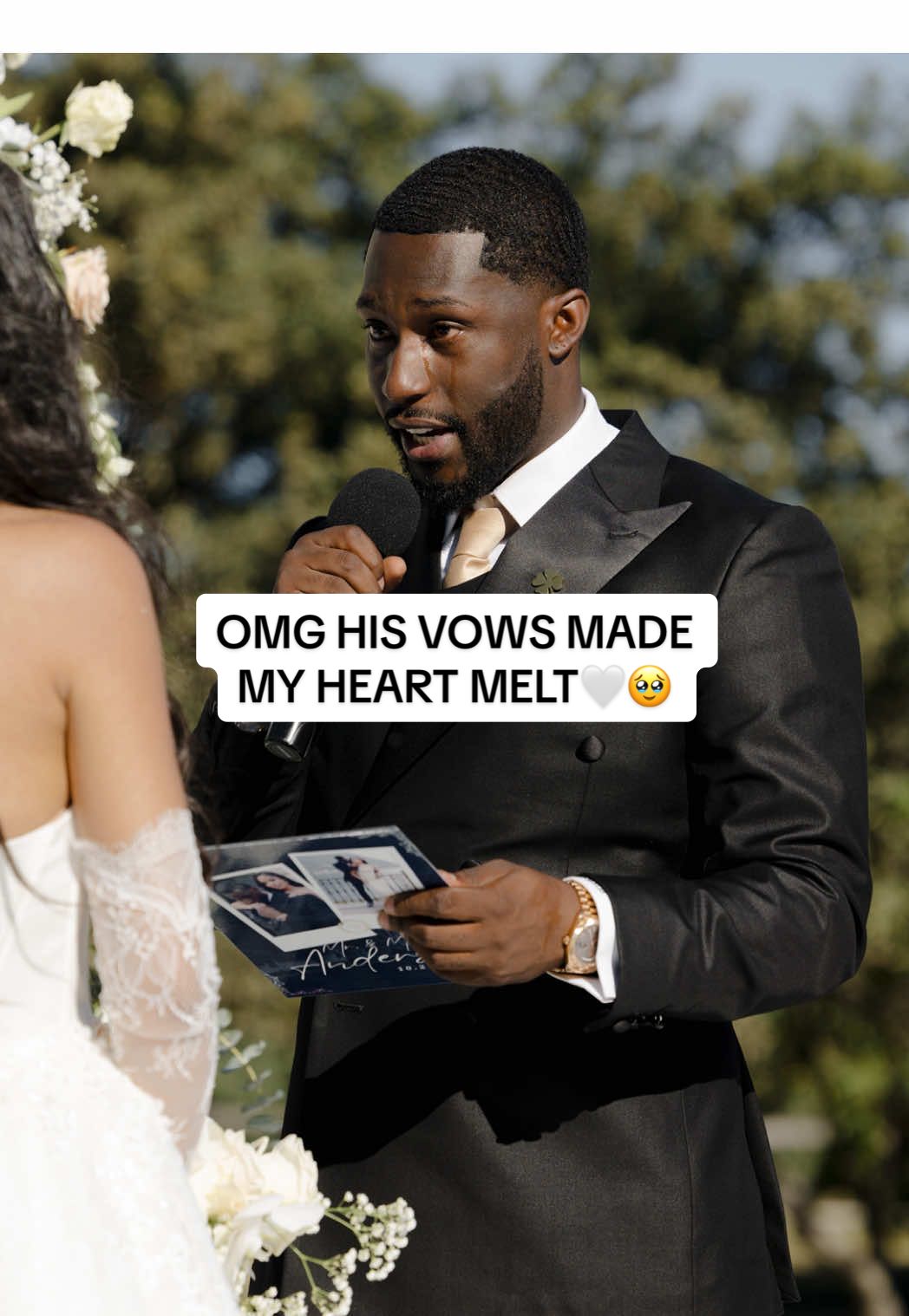🥹OMG HIS VOWS MELTED MY HEART🤍Full video link in bio #wedding #bride #weddingentrance #kristenandreafewedding 