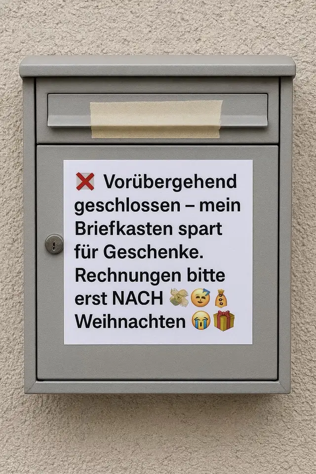 #creatorsearchinsights 📬❌ Vorübergehend geschlossen – der Briefkasten spart für Geschenke. Rechnungen bitte erst NACH Weihnachten 😭🎁💸**#fyp #Weihnachten #funnytok #Humor 