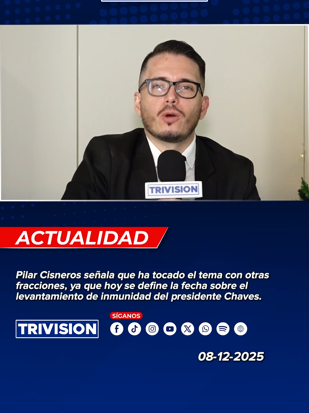 🔴 #NoticiasTrivisión | Pilar Cisneros señala que ha tocado el tema con otras fracciones, ya que hoy se define la fecha sobre el levantamiento de inmunidad del presidente Chaves.