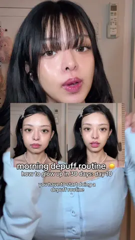 morning depuff routine! if your face gets puffy in the morning YOU HAVE TO TRY THIS ROUTINE! it’s gets your face so snatched!! got these tips from kpop idols and they work! #kpopidol #depuff #depuffroutine