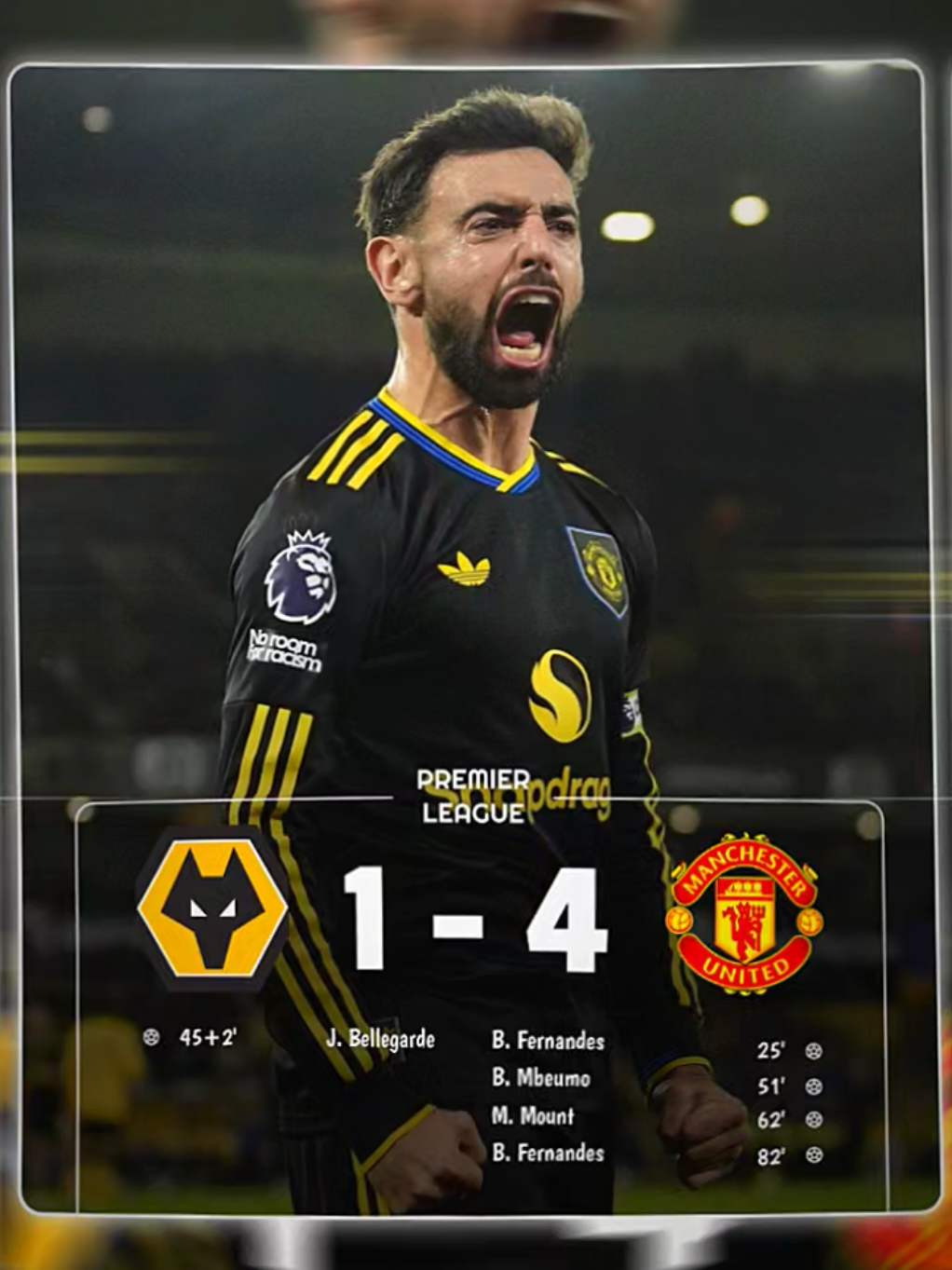 What a match🤯, King Emyu berhasil kalahkan Wolves dengan skor telak 1-4🔥🔥 #manchesterunited #wolves #PremierLeague #fyp #pesonatimnas🦅 