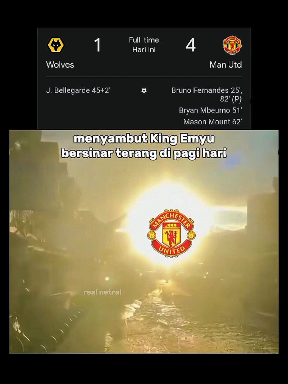 pagi hari yg cerah bagi fans King Emyu☀🔥 #PremierLeague #wolves #manchesterunited #muvswolves #fyp 
