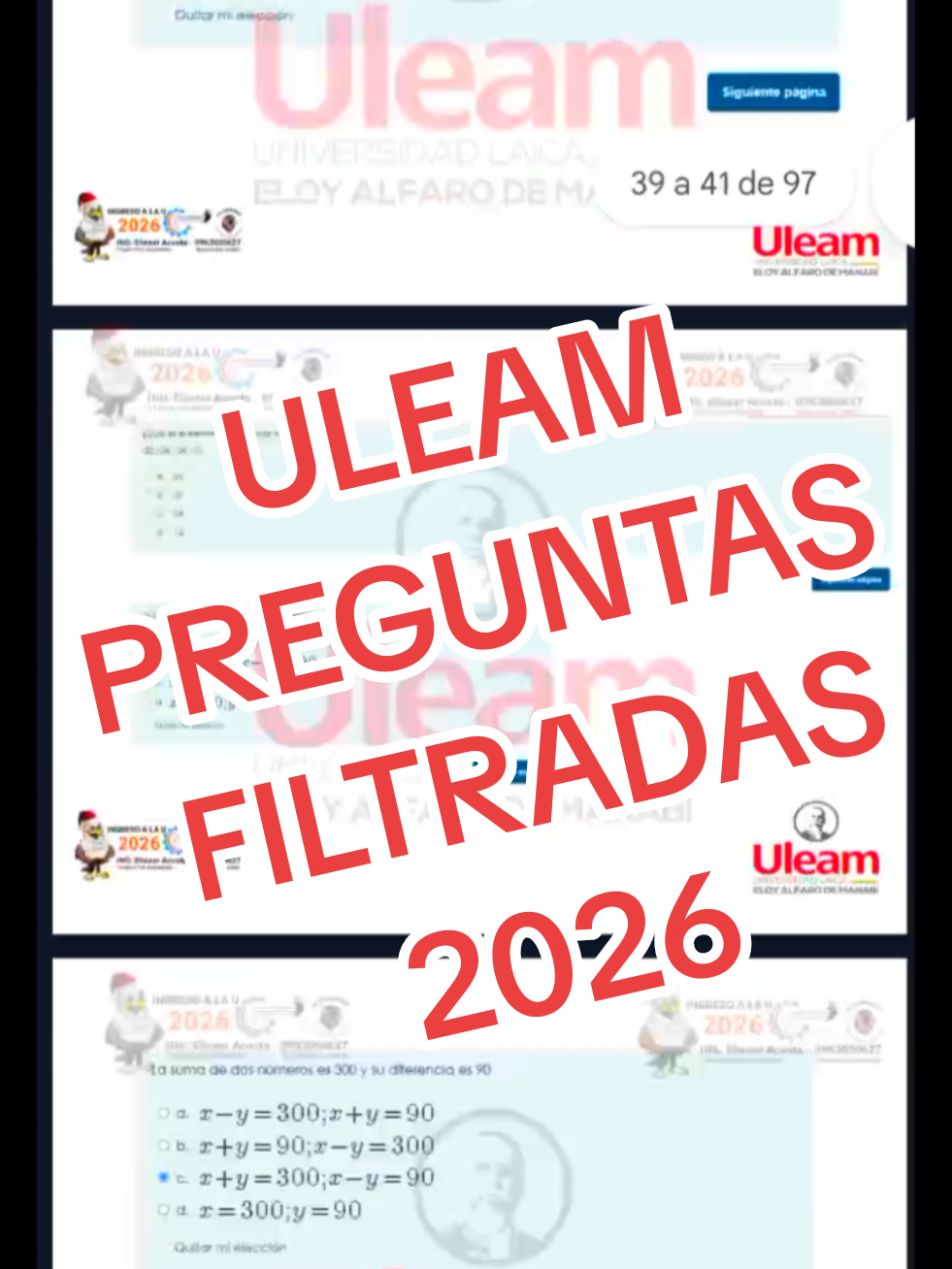 PREGUNTAS INGRESO A LA ULEAM 2026 .  .  .  #examendeingresoauniversidades #preguntasfiltradas #cursosonline #ULEAM #admisiones2026 