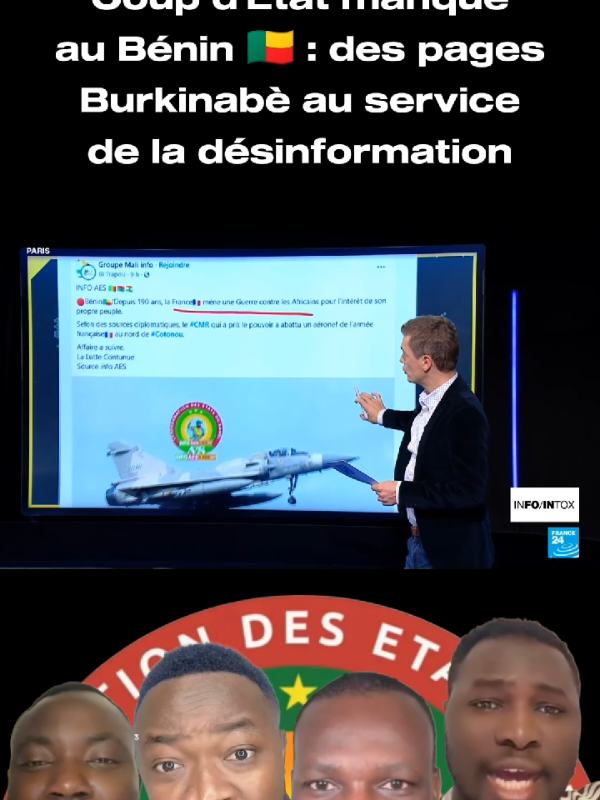 La majorité des fausses informations liées à cette tentative de coup d'État déjouée émanent de comptes spécialisés dans la désinformation, relais zélés de la propagande de l'Alliance des États du Sahel (AES). Leur objectif : semer le chaos chez leurs voisins tels que le Bénin et la Côte d'Ivoire, en attisant délibérément des tensions régionales. • • • #bénin🇧🇯 #cotedivoire🇨🇮 #burkinafaso🇧🇫 #viraltiktok #facebookviral 