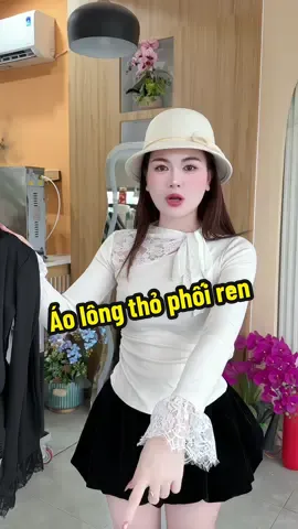 Áo lông thỏ phối ren bao xinh ạ