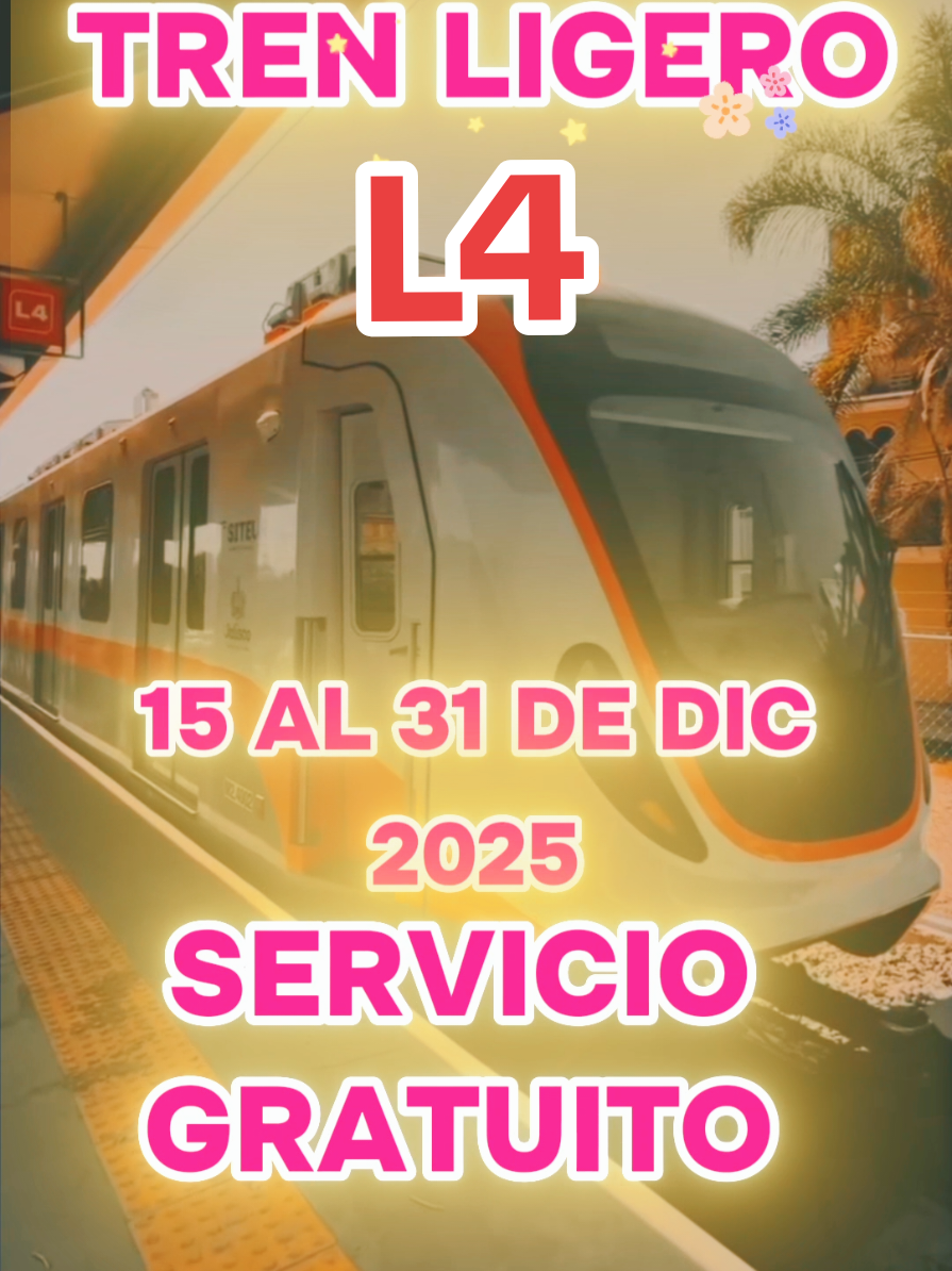 Sabias que el  📆 15 de Diciembre  Inicia Operaciones la L4 DEL TREN LIGERO  ?? SERVICIO GRATUITO  del 15 a 31 de DIC 2025 #L4 #trenligerolinea4 #siteur #transportepublico #sitren 