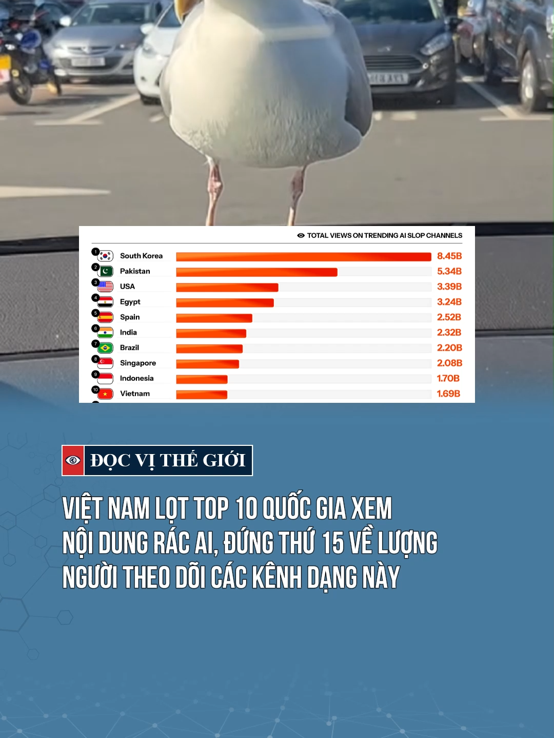 Sốc: Việt Nam lọt top quốc gia xem video 'rác' AI nhiều nhất thế giới#docvithegioi #news #tintuc #tiktoknews