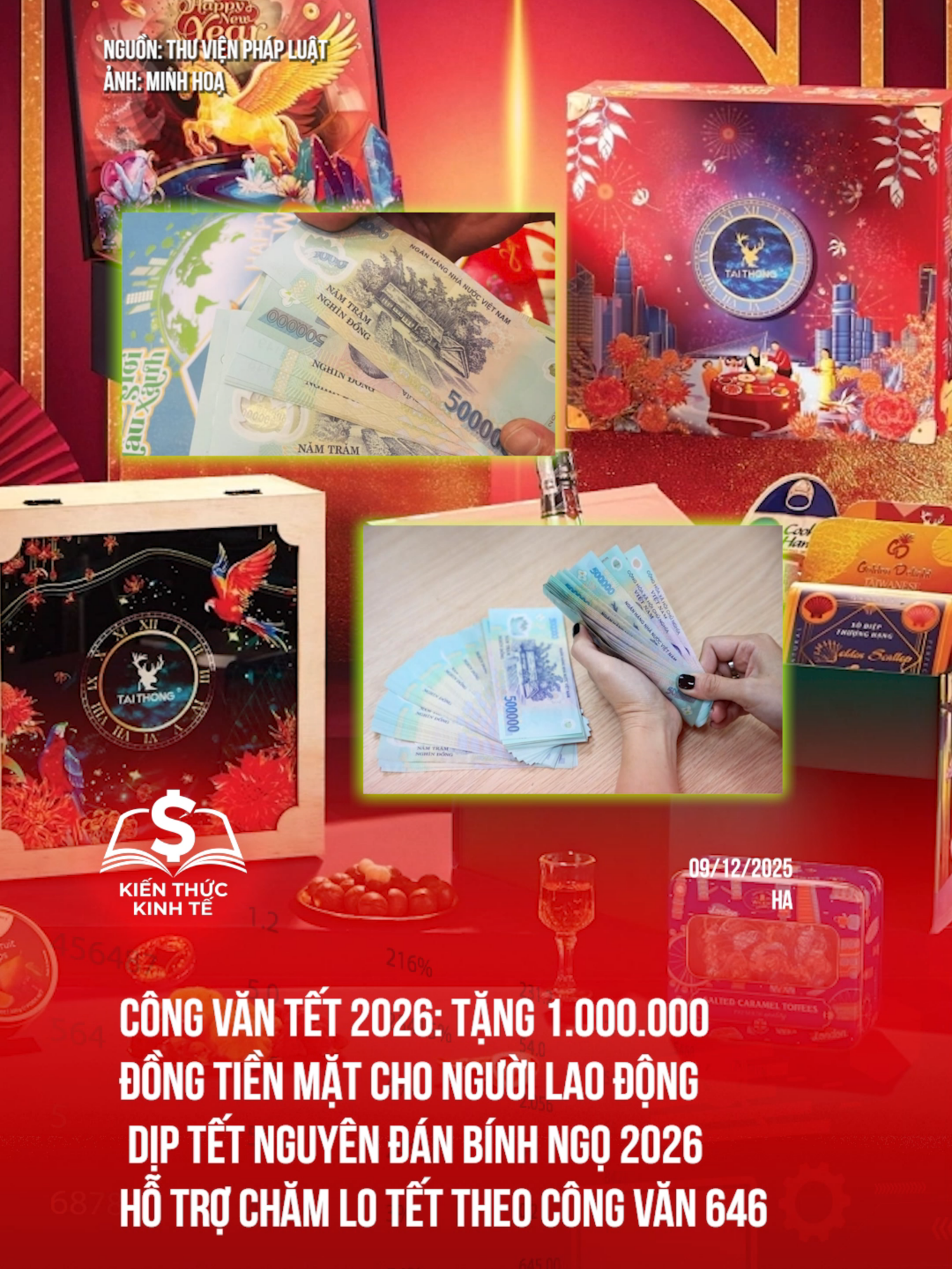 Công văn Tết 2026: Tặng 1.000.000 đồng tiền mặt cho người lao động dịp Tết Nguyên đán Bính ngọ 2026 hỗ trợ chăm lo Tết theo Công văn 646  #taichinhkinhte #tiktoknews #taichinh #kinhte #hotro #trocap #tet #tetnguyendan
