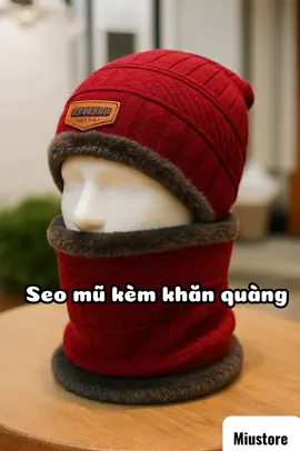Seo mũ kèm khăn chất len nhung ấm áp  #mutrumdau #mulenmuadong #khanlen 