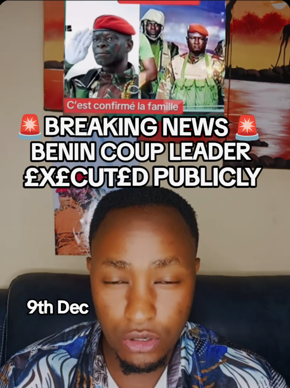 breaking news, lieutenant Pascal Tigri leader of benin coup attempt has been excecuted publicly #benincoup #patricetalon #pascaltigri #sahel #westafrica 