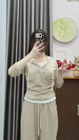 set bộ tay dài quần dài có mũ len lông thỏ #setboxinh #setdoxinh #thoitrangnu #xuhuong #fyp 